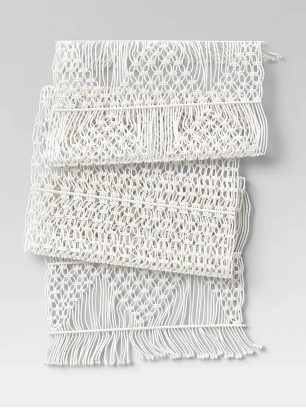 Cotton Macrame Runner White Threshold Geometric Bohemian Tablecloth